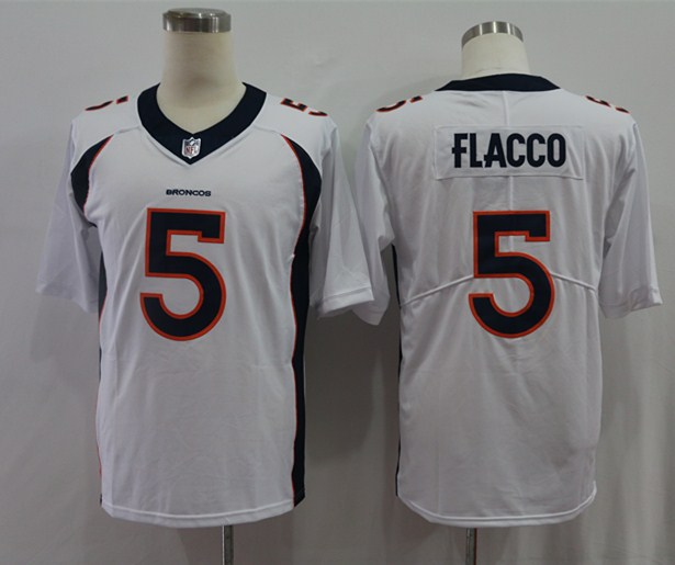 Men's Denver Broncos Joe Flacco #5 White Jersey